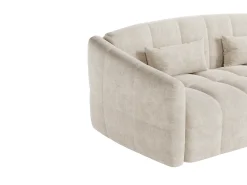 Sofá 4 lugares conversível abertura rápidaem veludo bege cama 160 cm RETUNA