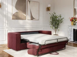 Sofá 3 lugares conversível abertura rápida tecido chenille bordeaux área de dormir 140cm - 14cm LORETO