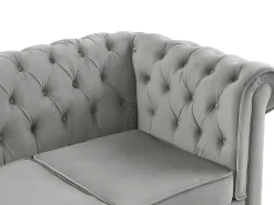 Sofá 3 lugares conversível em veludo cinza claro CHESTERFIELD