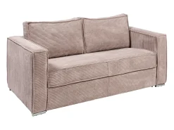 Sofá 3 lugares convertível abertura rápida veludo canelado cor-de-rosa 140cm e 14cm LORETO