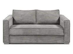 Sofá 3 lugares convertível abertura rápida veludo canelado cinza-claro 140cm e 14cm LORETO