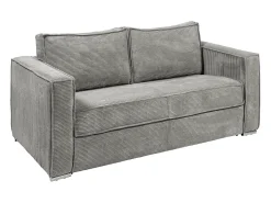 Sofá 3 lugares convertível abertura rápida veludo canelado cinza-claro 140cm e 14cm LORETO