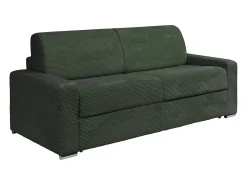 Sofá 4 lugares convertível abertura rápida veludo canelado verde 160 cm e 14 cm CALITO