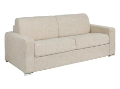 Sofá 4 lugares convertível abertura rápida tecido bouclé bege 160 cm e 22 cm CALITO