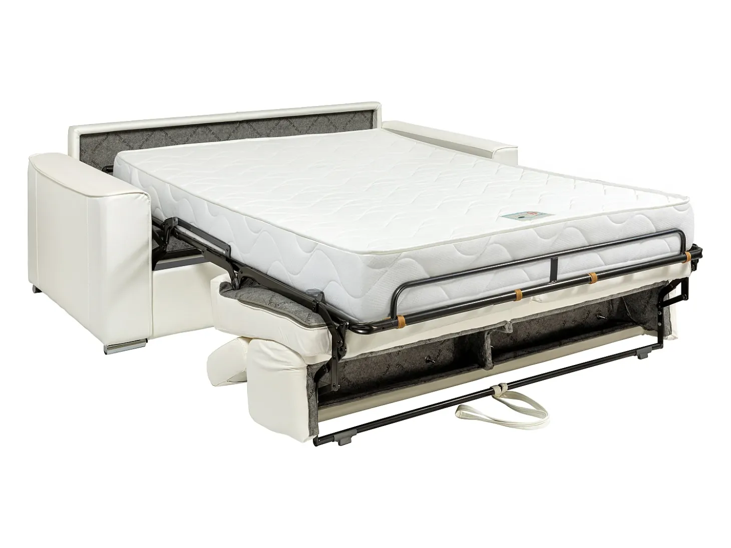 Sofá 3 lugares convertível abertura rápida pele preta, cama 140 cm e colchão 18 cm - VIZIR