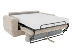 Sofá 3 lugares convertível abertura rápida tecido bege, cama 140 cm e colchão 22 cm BOLIPO