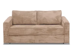 Sofá 3 lugares convertível abertura rápida veludo canelado taupe 140cm e 18cm LORETO