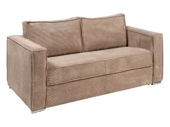 Sofá 3 lugares convertível abertura rápida veludo canelado taupe 140cm e 18cm LORETO
