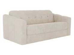 Sofá 3 lugares convertível abertura rápida tecido texturizado bege colchão 22 cm DARIELO