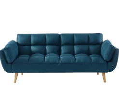 Sofá 3 lugares convertível em tecido LOELINE azul. Made for Design