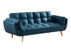 Sofá 3 lugares convertível em tecido LOELINE azul. Made for Design