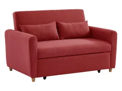 Sofá 2 lugares convertível gaveta em tecido vermelho AYLA
