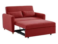 Sofá 2 lugares convertível gaveta em tecido vermelho AYLA