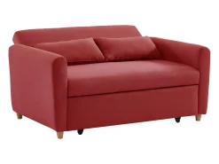 Sofá 2 lugares convertível gaveta em tecido vermelho AYLA