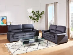 Sofá 2 lugares em pele de búfalo Preto estilo design - MIMAS
