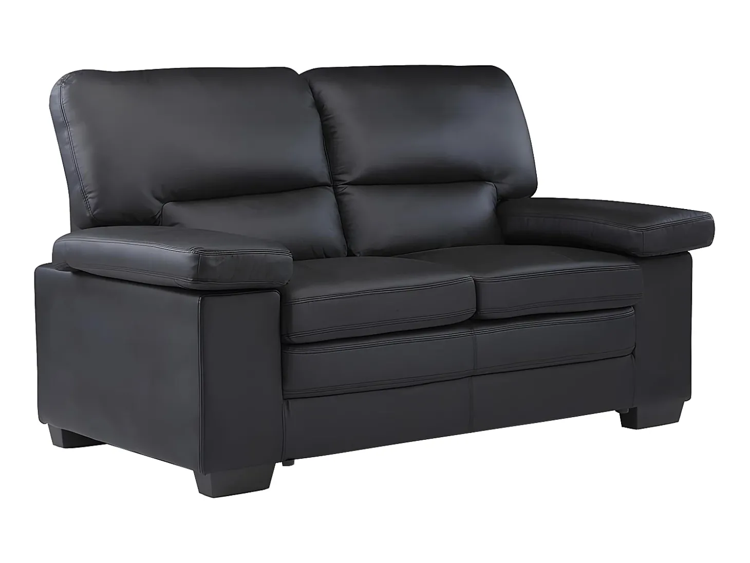 Sofá 2 lugares em pele de búfalo Preto estilo design - MIMAS