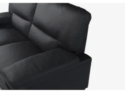 Sofá 2 lugares em pele de búfalo Preto estilo design - MIMAS