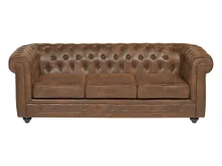 Sofá 3 lugares microfibra aspeto envelhecido CHESTERFIELD