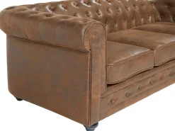 Sofá 3 lugares microfibra aspeto envelhecido CHESTERFIELD