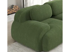 Sofá 2 Lugares Modular de Veludo Cannelado - com 2 Almofadas - 208x103x75cm - Verde