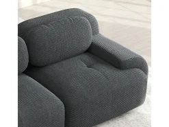 Sofá 4 Lugares Modular de Veludo Cannelado - com 4 Almofadas - 388x103x75cm - Cinza
