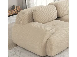 Sofá 4 Lugares Modular de Veludo Cannelado - com 4 Almofadas - 388x103x75cm - Bege