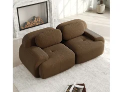 Sofá 2 lugares modular em Veludo cotelê - com 2 almofadas - 208x103x70cm - Marrom