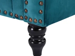 Sofá 3+2 lugares veludo azul-esverdeado estilo charme TURNER
