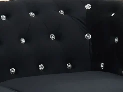 Sofá 3 lugares veludo preto e botões cristal CHESTERFIELD