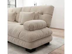 Sofá angular 2 lugares em tecido Chenille, com 4 almofadas, puff removível, combinação DIY, 220x145x81cm, Bege