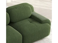 Sofá angular modular 3 lugares - de Veludo cotelê - com 3 almofadas e 2 puffs - 298x178x75cm - Verde
