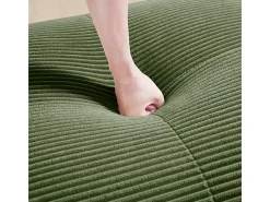 Sofá angular modular 3 lugares - de Veludo cotelê - com 3 almofadas e puff - 298x178x75cm - Verde