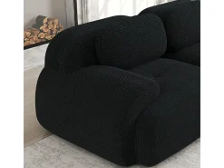 Sofá angular modular 4 lugares - de Veludo cotelê - com 4 almofadas e puff - 388x178x75cm - Preto
