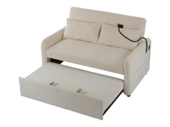 Sofá bege com suporte para telemóvel e bolso - encosto ajustável - para sala e quarto