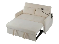 Sofá bege com suporte para telemóvel e bolso - encosto ajustável - para sala e quarto