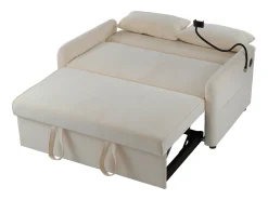 Sofá bege com suporte para telemóvel e bolso - encosto ajustável - para sala e quarto