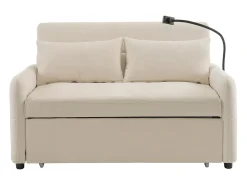 Sofá bege com suporte para telemóvel e bolso - encosto ajustável - para sala e quarto