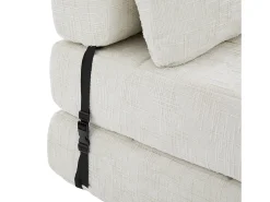 Sofá bege de 1 lugar - Sofá dobrável com encosto e almofadas - chenille