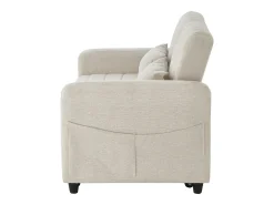 Sofá bege de 2 lugares - Sofá lounge com função de extensão e duas almofadas - encosto ajustável - tecido de algodão e linho