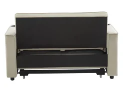 Sofá bege de 2 lugares - Sofá-cama com suporte para copos e bolso para arrumação - almofadas e rodízios