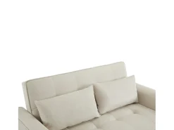 Sofá bege de 2 lugares - Sofá-cama com suporte para copos e bolso para arrumação - almofadas e rodízios