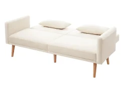 Sofá Bege de 2 Lugares - Sofá com Pernas e Braços em Madeira - Adequado para Sala de Estar e Quarto