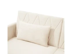 Sofá Bege de 2 Lugares - Sofá com Pernas e Braços em Madeira - Adequado para Sala de Estar e Quarto
