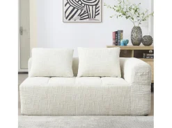 Sofá bege de 2 lugares - Sofá reto com almofadas e compartimentos de arrumação - chenille - padrão neve