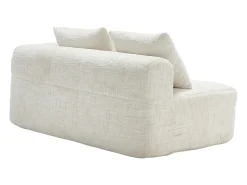 Sofá bege de 2 lugares - Sofá reto com almofadas e compartimentos de arrumação - chenille - padrão neve