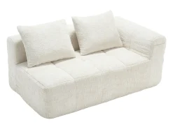 Sofá bege de 2 lugares - Sofá reto com almofadas e compartimentos de arrumação - chenille - padrão neve