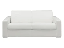 Sofá cama 3 lugares colchão de 14 cm pele sintética branca CALITO