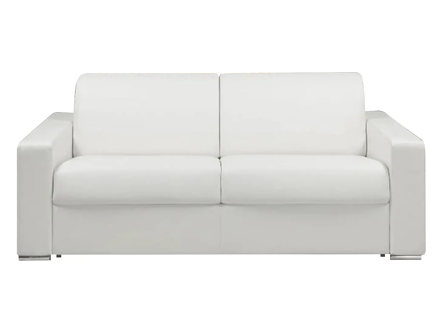Sofá cama 3 lugares colchão de 14 cm pele sintética branca CALITO