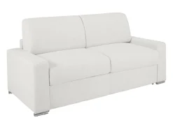 Sofá cama 3 lugares colchão de 14 cm pele sintética branca CALITO