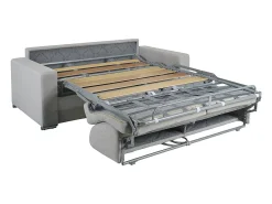 Sofá cama 3 lugares colchão de 14 cm pele sintética branca CALITO